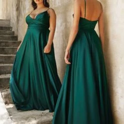 LaDivine 7485C High Slit Spaghetti Straps Dress