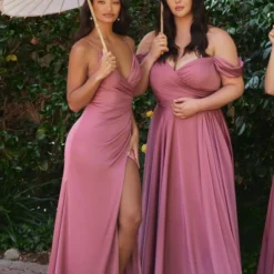 LaDivine 7493C Surplice Bodice Off The Shoulder Dress