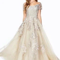 LaDivine C20 Off The Shoulder Embroidered Dress