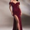 LaDivine CA109 Velvet Sequin Off The Shoulder Dress