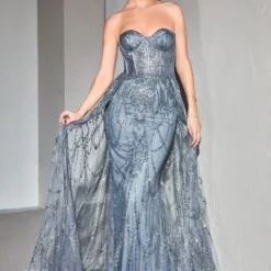 LaDivine CB095 Long Overskirt Strapless Corset Dress