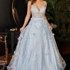 LaDivine CB105 Strappy Back Illusion Bodice Dress