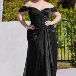 LaDivine CD878C High Slit Off The Shoulder Dress