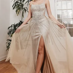 LaDivine CD993 Illusion Back Embellished Dress