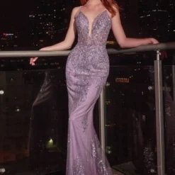 LaDivine OC007 Sheer Corset Glitter Dress