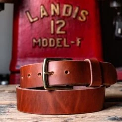 Heritage Work Belt - Natural Wickett & Craig Double Stuffed 12-14oz